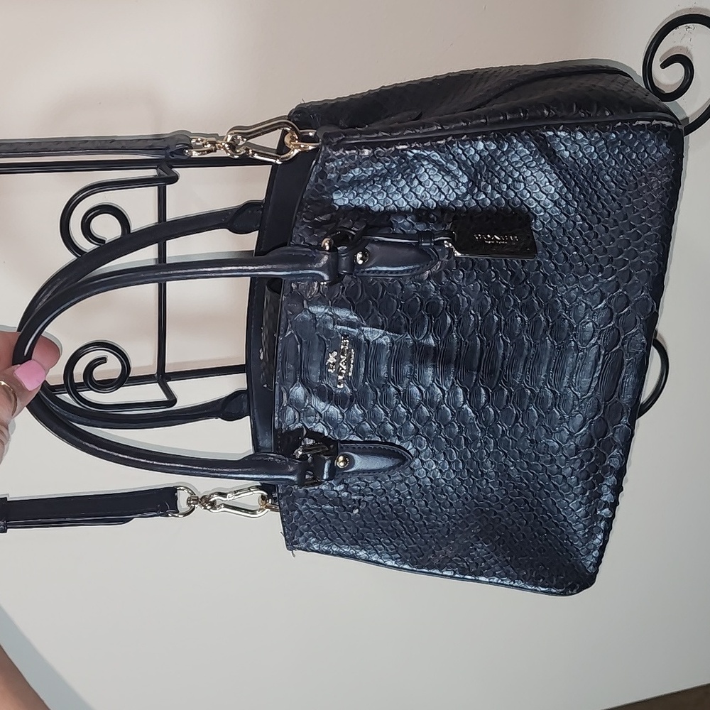 Python Snake Skin Inspired Navy Satchel Shoulder … - image 2